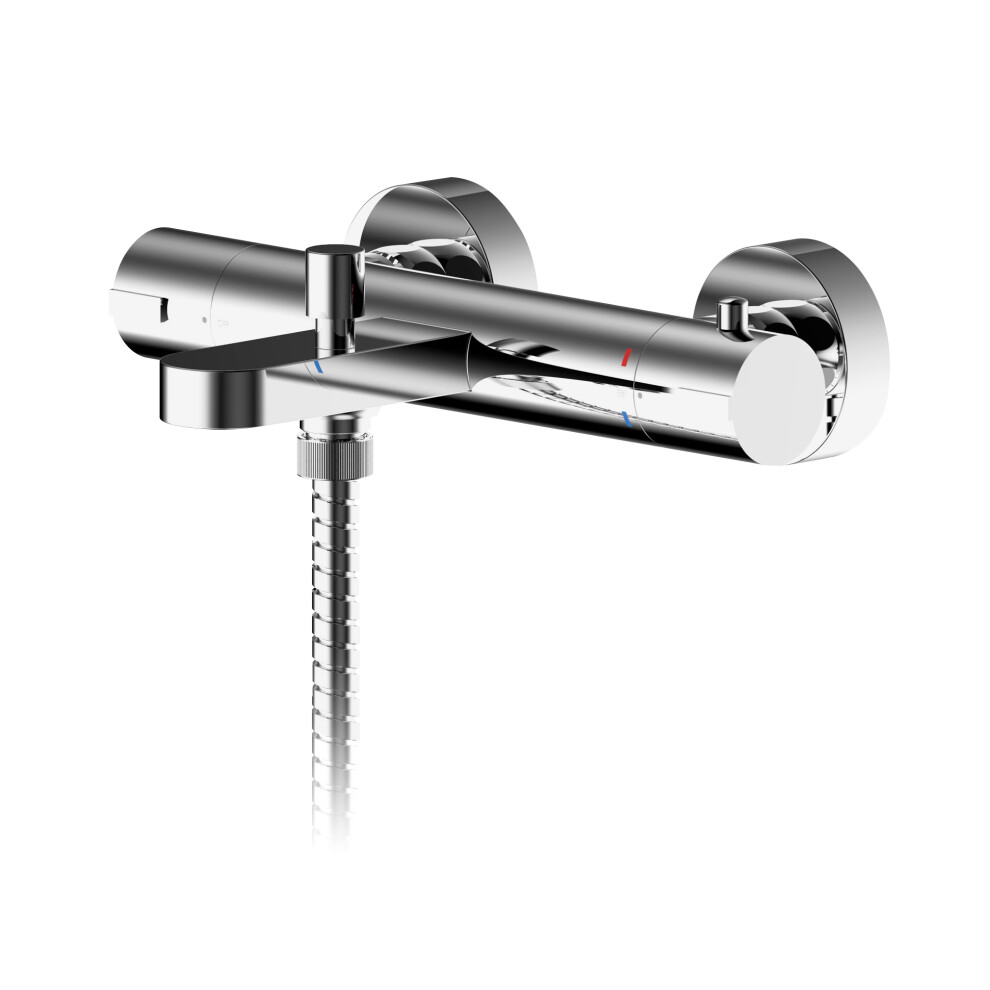 Contemporary Round Wall Mount Thermostatic Bath Shower Mixer Bar Valve Tap - Chrome