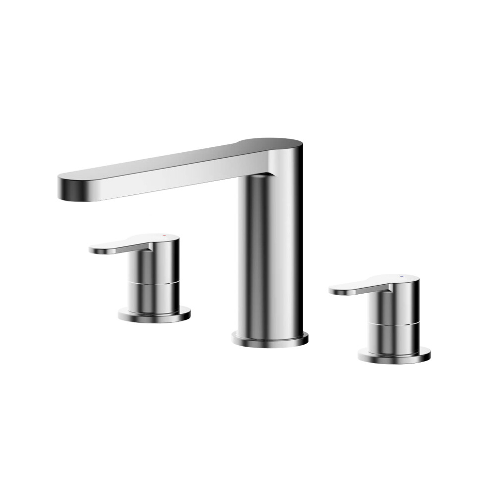 Contemporary Round Deck 3 Mounted Tap Hole Bath Filler Tap - Chrome