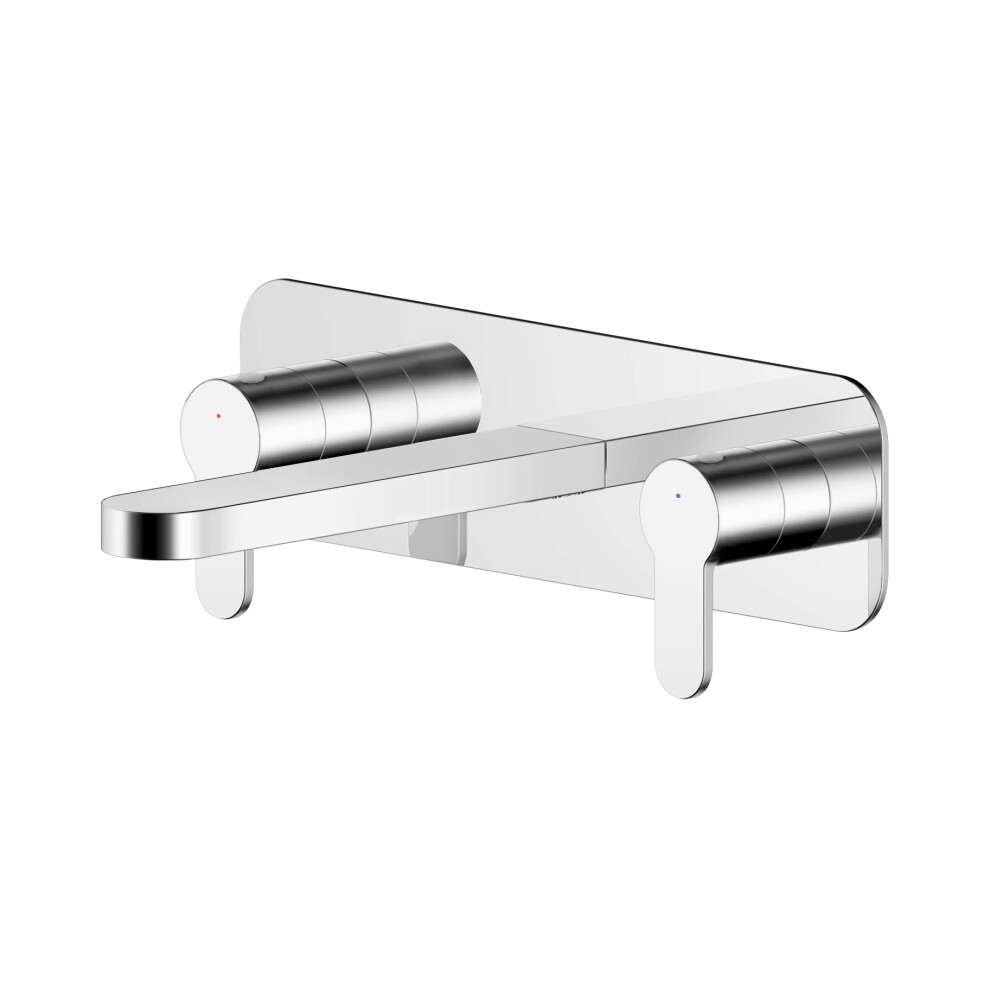 Contemporary Round Wall Mount 3 Tap Hole Basin Mixer Tap & Back Plate - Chrome