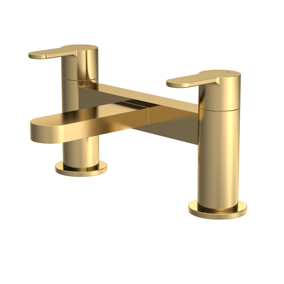 Round Deck Mounted Bath Filler Tap - Brushed Brass 5056462684413