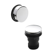 Easyclean Round Push Button Bath Waste with Minimalist Overflow for Baths up to 13mm Thick - Chrome