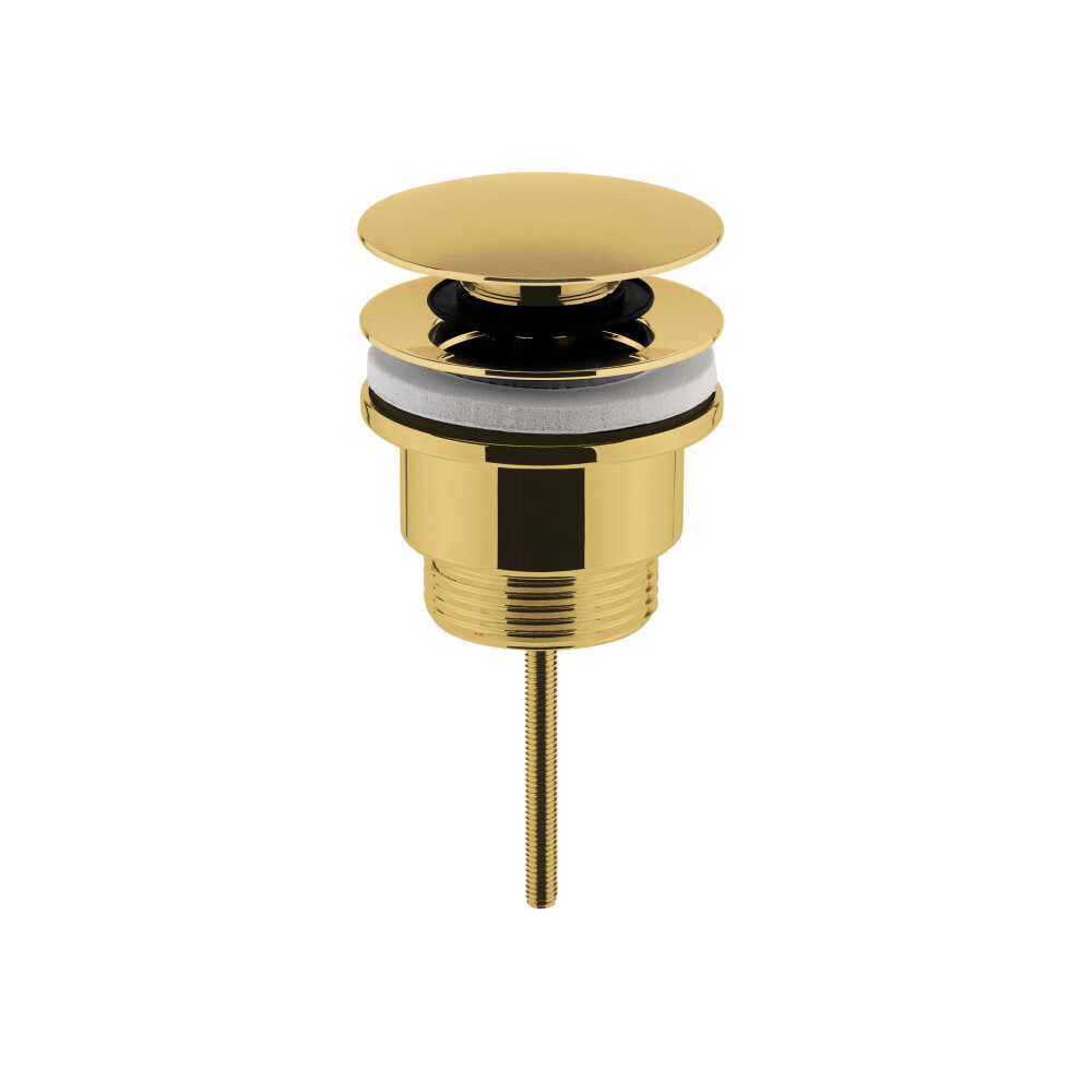 Universal Round Push Button Basin Waste, Slotted & Unslotted - Brushed Brass-image-OPC-PDX9WMR-NEW