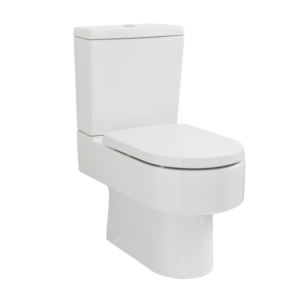 Contemporary Bathroom Round Semi Flush to Wall Toilet Pan with Cistern  , 815mm x 410mm, White