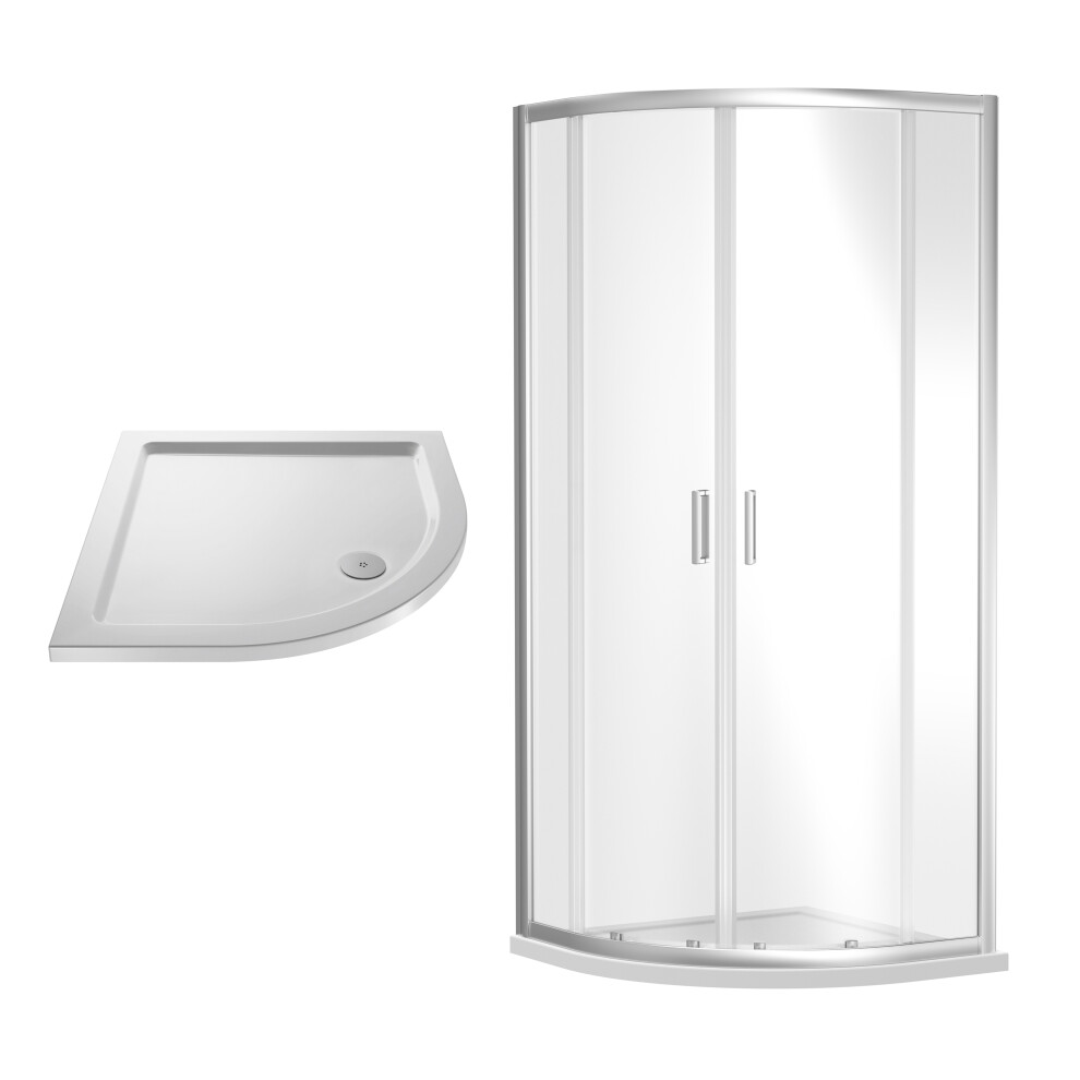 Ruwa Shower Enclosure Bundle with Quadrant Enclosure & Slimline Tray - 900mm - Chrome/White - Balterley