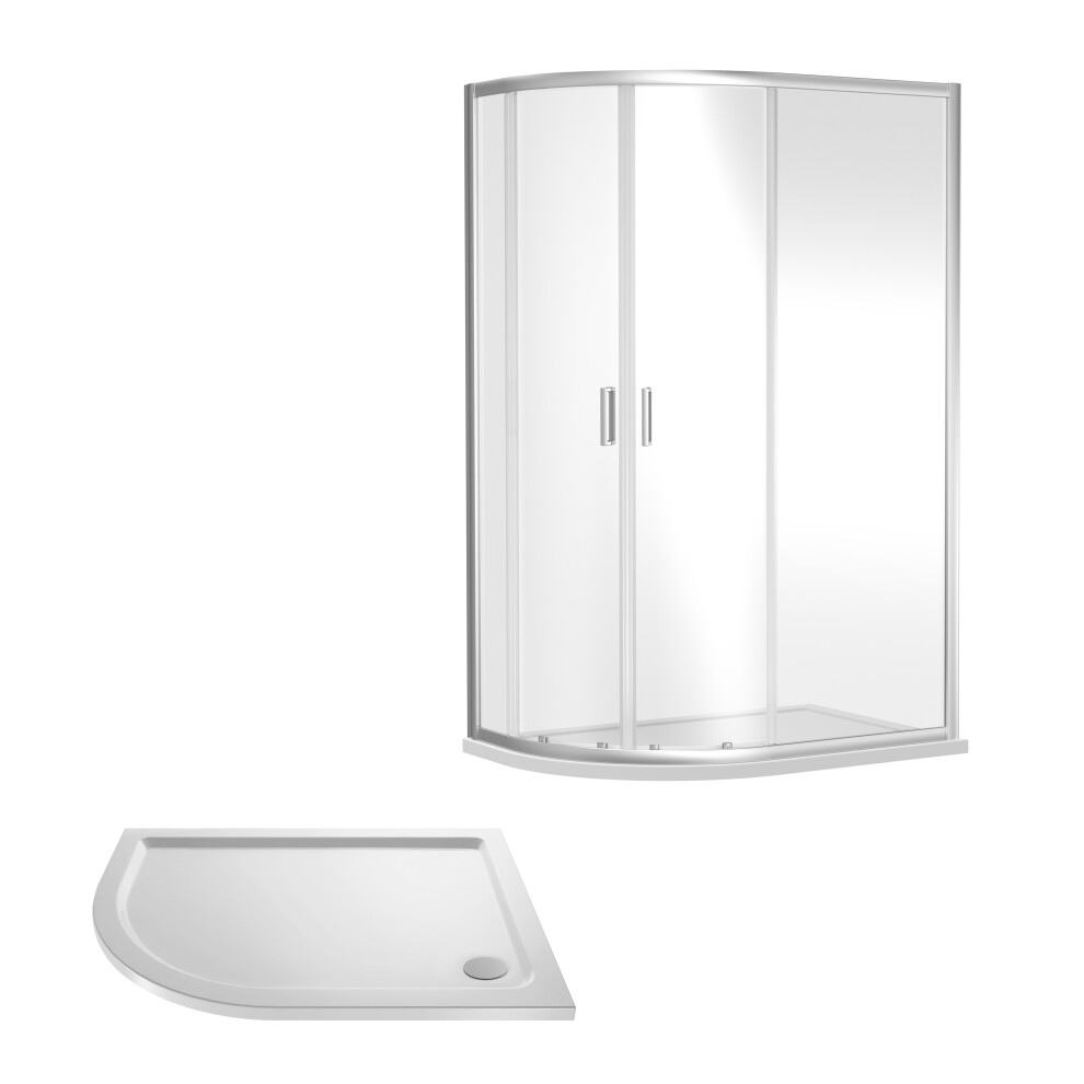 Balterley Ruwa Shower Enclosure Bundle - Offset Left Hand Quadrant & Slimline Tray - Chrome/White - 1000Mm X 800Mm