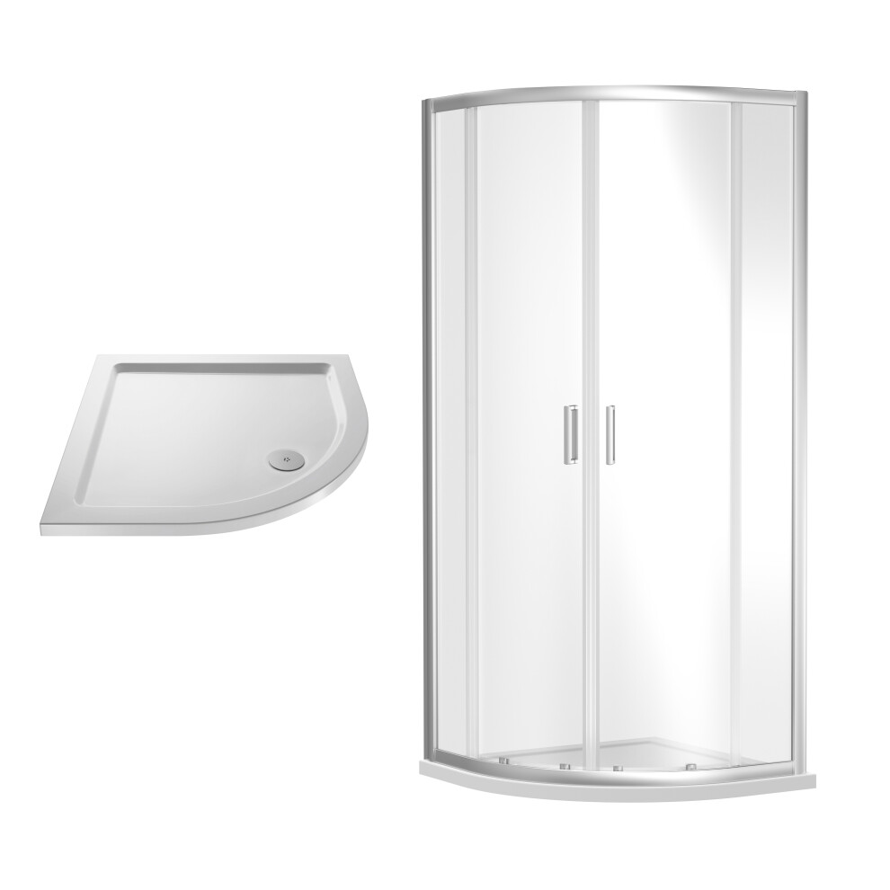 Balterley Ruwa Shower Enclosure Bundle With Quadrant Enclosure & Slimline Tray - 800Mm - Chrome/ White