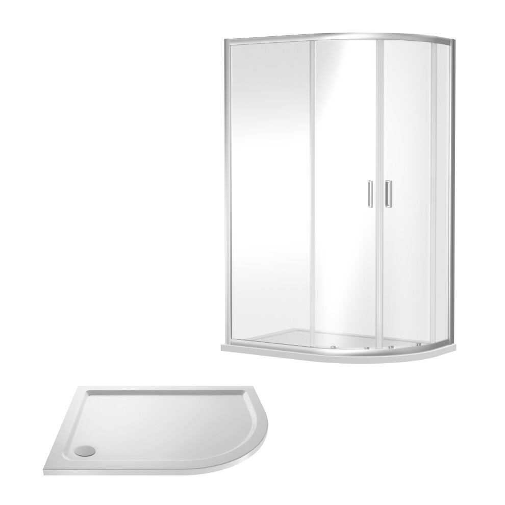 Balterley Ruwa Shower Enclosure Bundle - Offset Right Hand Quadrant & Slimline Tray - Chrome/White - 1000Mm X 800Mm