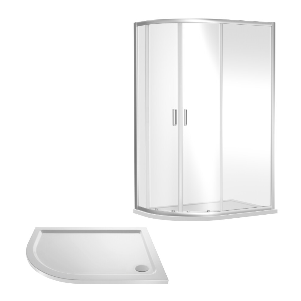 Balterley Ruwa Shower Enclosure Bundle - Offset Left Hand Quadrant & Slimline Tray - Chrome/ - 1200Mm X 800Mm White