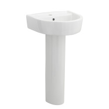 D Shape 1 Tap Hole Basin & Full Pedestal - 420mm - Balterley