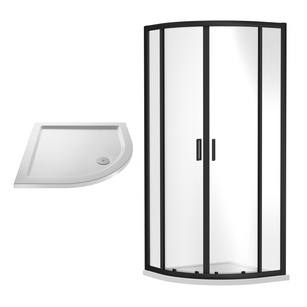 Balterley Ruwa Shower Enclosure Bundle With Quadrant Enclosure & Slimline Tray - 900Mm - Black/White