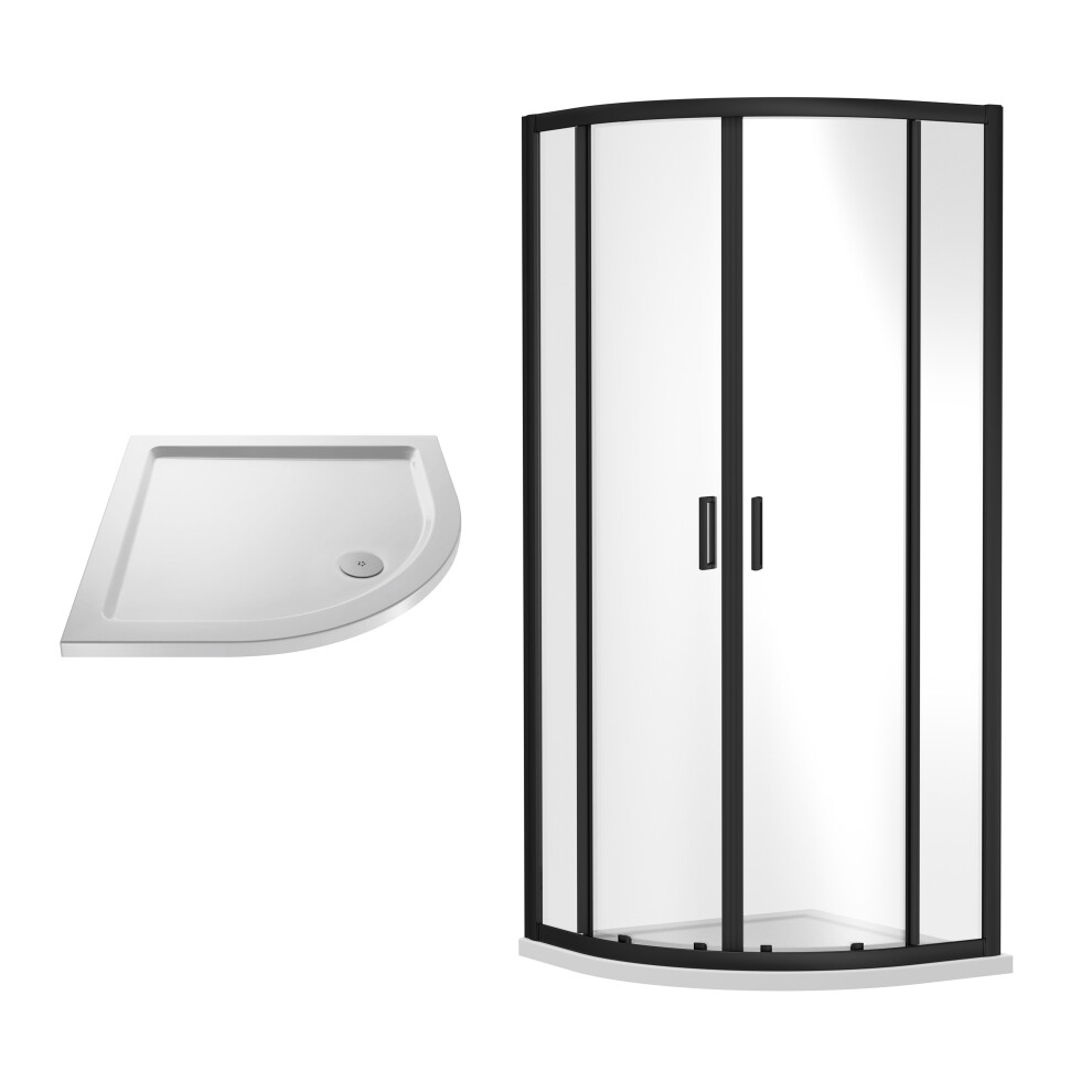Balterley Ruwa Shower Enclosure Bundle With Quadrant Enclosure & Slimline Tray - 800Mm - Black/White