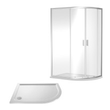 Ruwa Shower Enclosure Bundle - Offset Right Hand Quadrant & Slimline Tray - Chrome/White - 1200mm x 800mm - Balterley