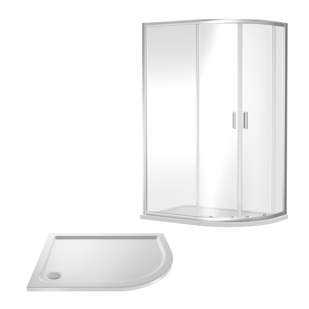Balterley Ruwa Shower Enclosure Bundle - Offset Right Hand Quadrant & Slimline Tray - Chrome/ - 1200Mm X 800Mm White