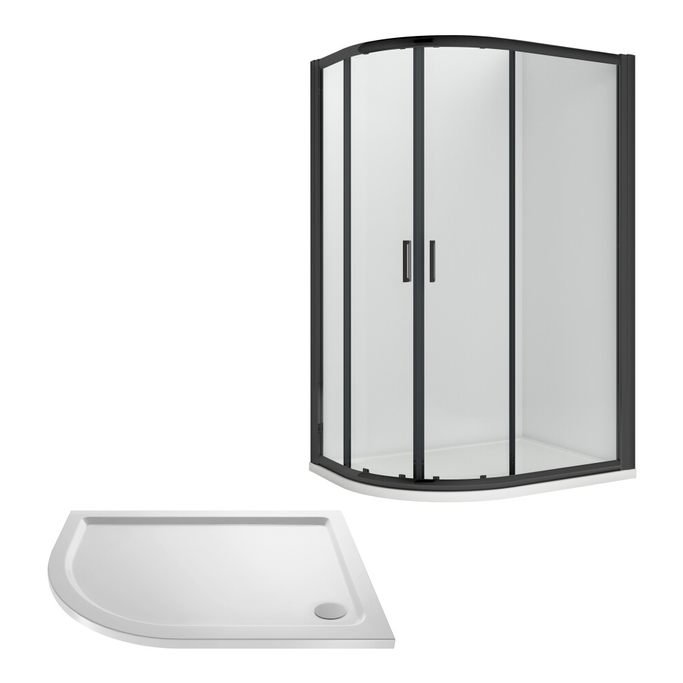 Balterley Ruwa Shower Enclosure Bundle - Offset Left Hand Quadrant & Slimline Tray - 1200Mm X 800Mm Black/White