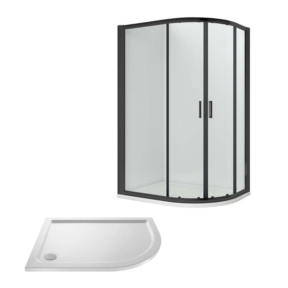 Balterley Ruwa Shower Enclosure Bundle - Offset Right Hand Quadrant & Slimline Tray - 1000Mm X 800Mm Black/White