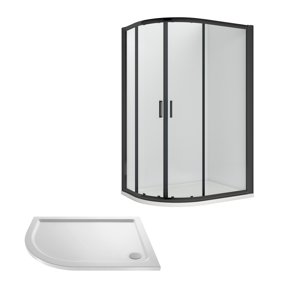Balterley Ruwa Shower Enclosure Bundle - Offset Left Hand Quadrant & Slimline Tray - 1000Mm X 800Mm Black/White