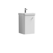 Wall Hung 1 Door Vanity Unit with Ceramic Sink - 400mm - Gloss White