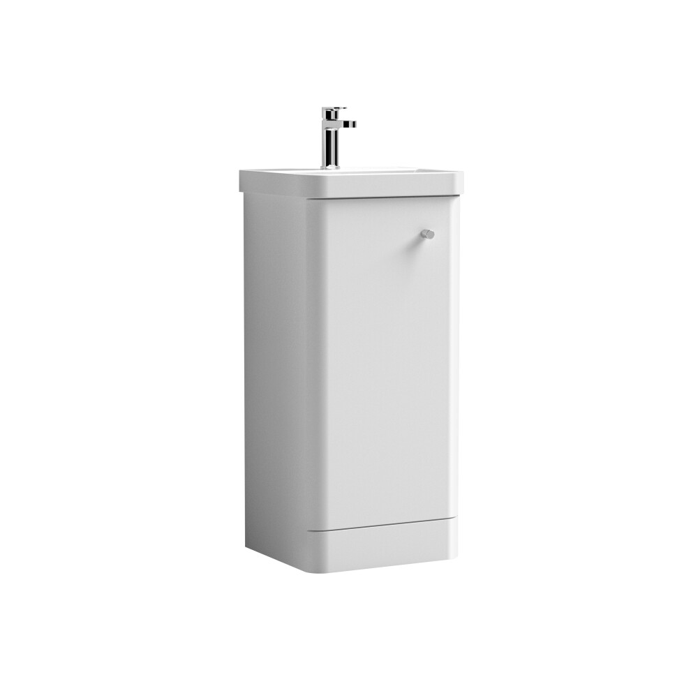 Floor Standing 1 Door Vanity Unit with Ceramic Basin - 400mm - Gloss White -Balterley