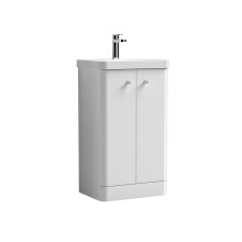 Balterley Curve Floor Standing 2-Door Vanity Unit with Ceramic Basin, 500mm, Gloss White – BFCU104