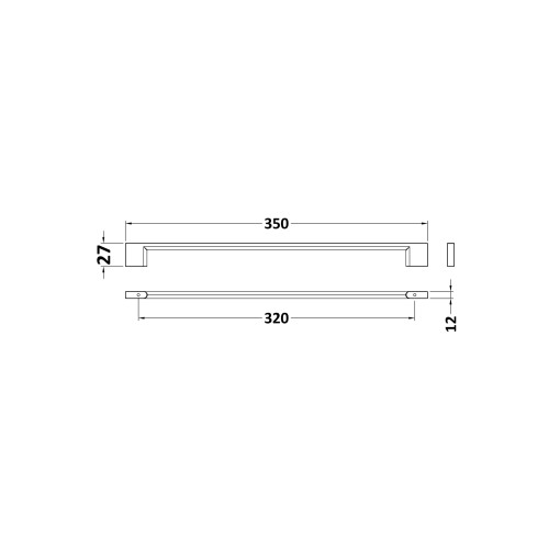 Balterley Balterley D-Shape Bar Handle 350mm Chrome (320mm Centres) BFHH006 1