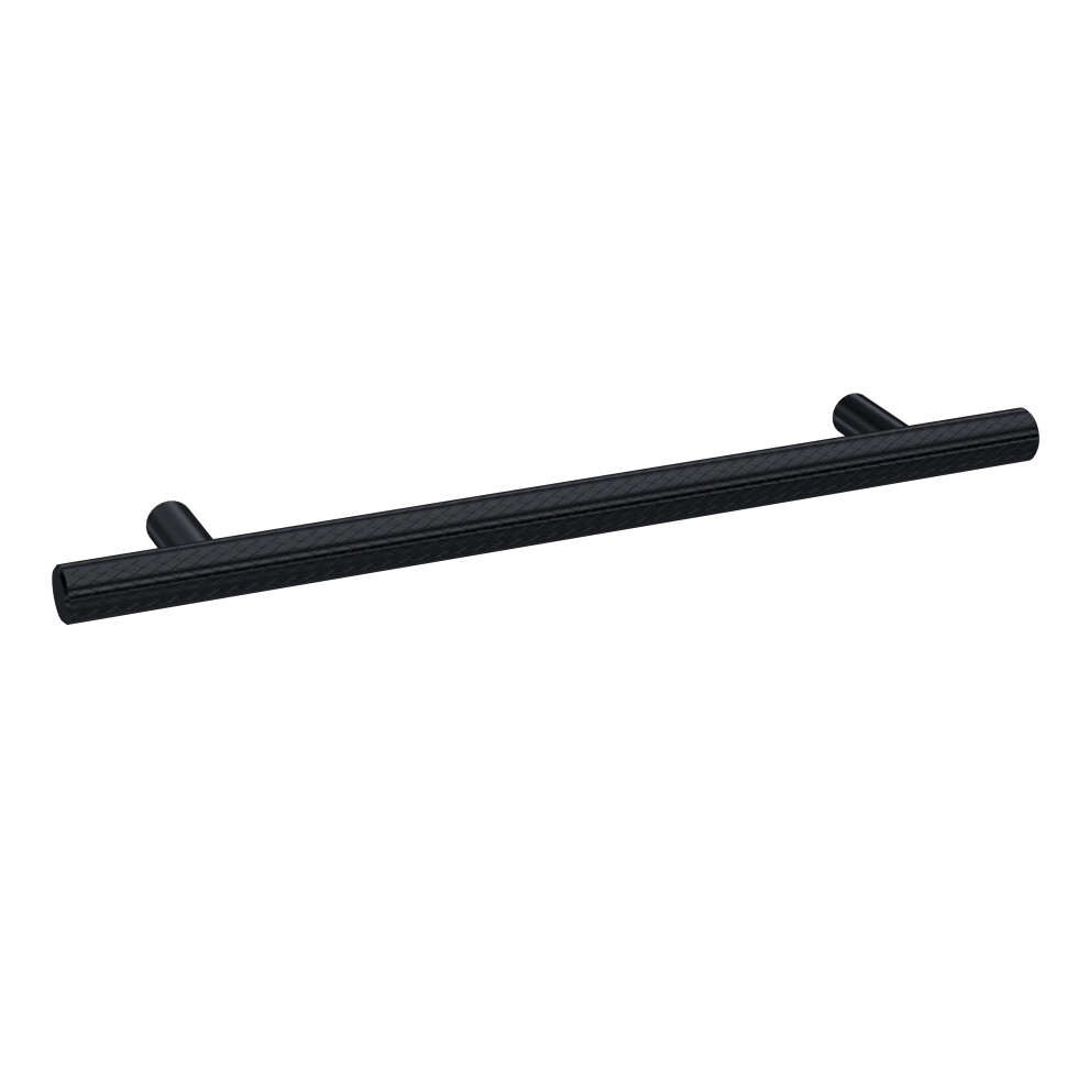 Furniture Handle Textured Knurled Bar Handle, 220mm (160mm Centres) - Matt Black