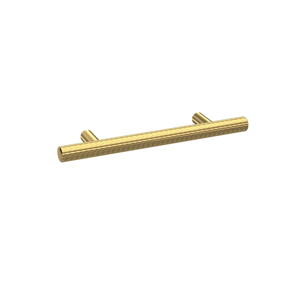 Furniture Handle Textured Knurled Bar Handle, 156mm (96mm Centres) - Brushed Brass