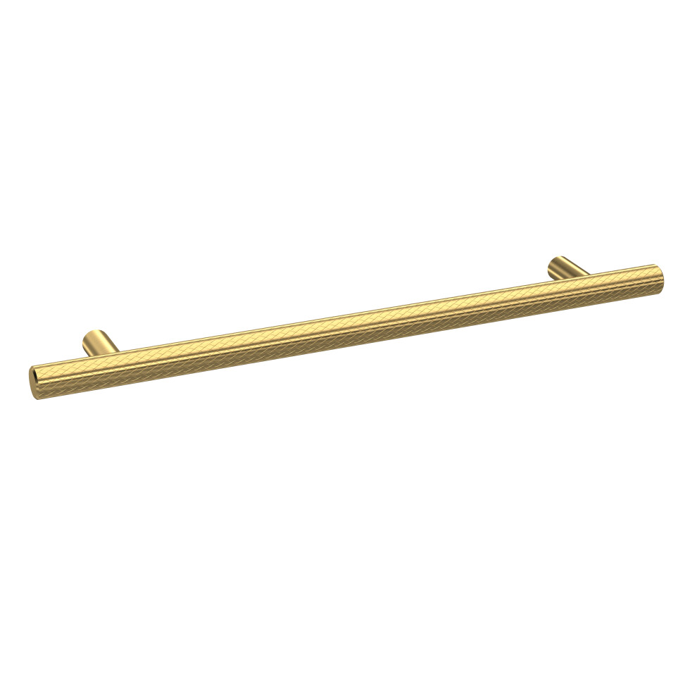 Furniture Handle Textured Knurled Bar Handle, 252mm (192mm Centres) - Brushed Brass