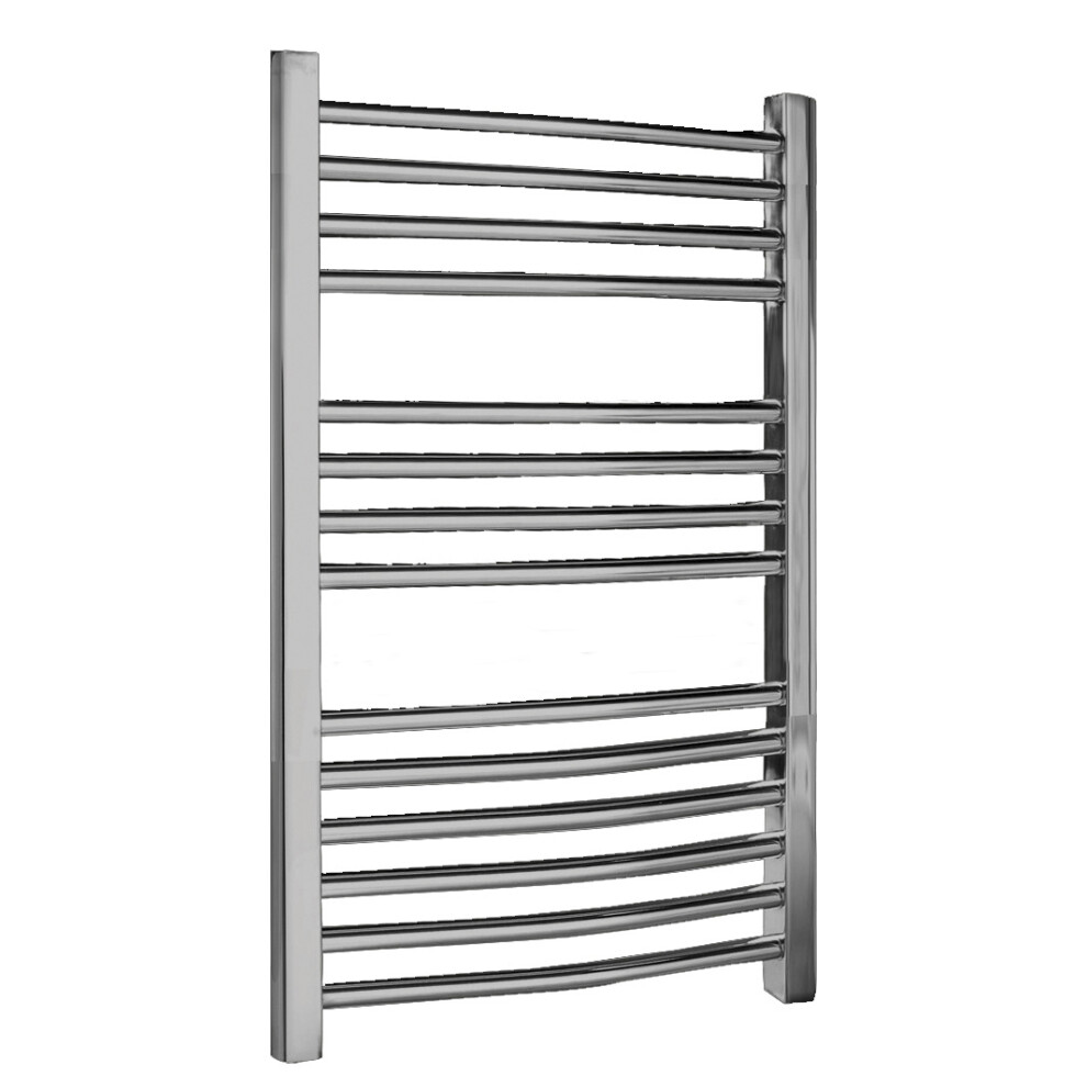 Heated Vertical Towel Rail With Curved Rails - 710 BTU - 700mm X 500mm - Chrome