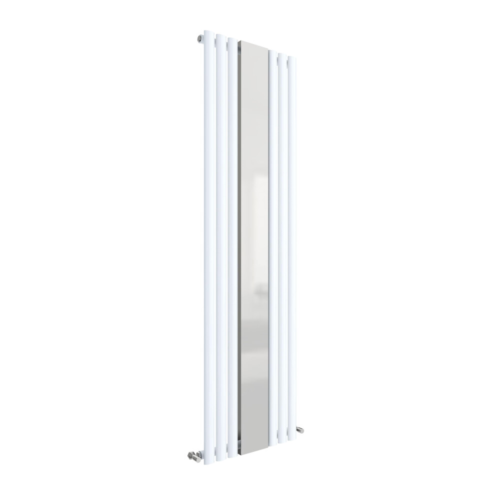 Vertical Single Panel Radiator with Mirror - 1800mm x 499mm - 2566 BTU - Gloss White