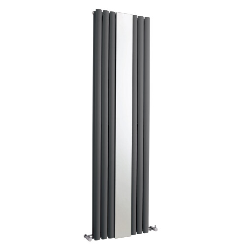 Balterley Vertical Double Panel Radiator with Mirror - 1800mm x 499mm - Anthracite
