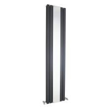 Square Vertical Double Panel Radiator with Mirror - 1800mm x 354mm - 3344 BTU - Anthracite