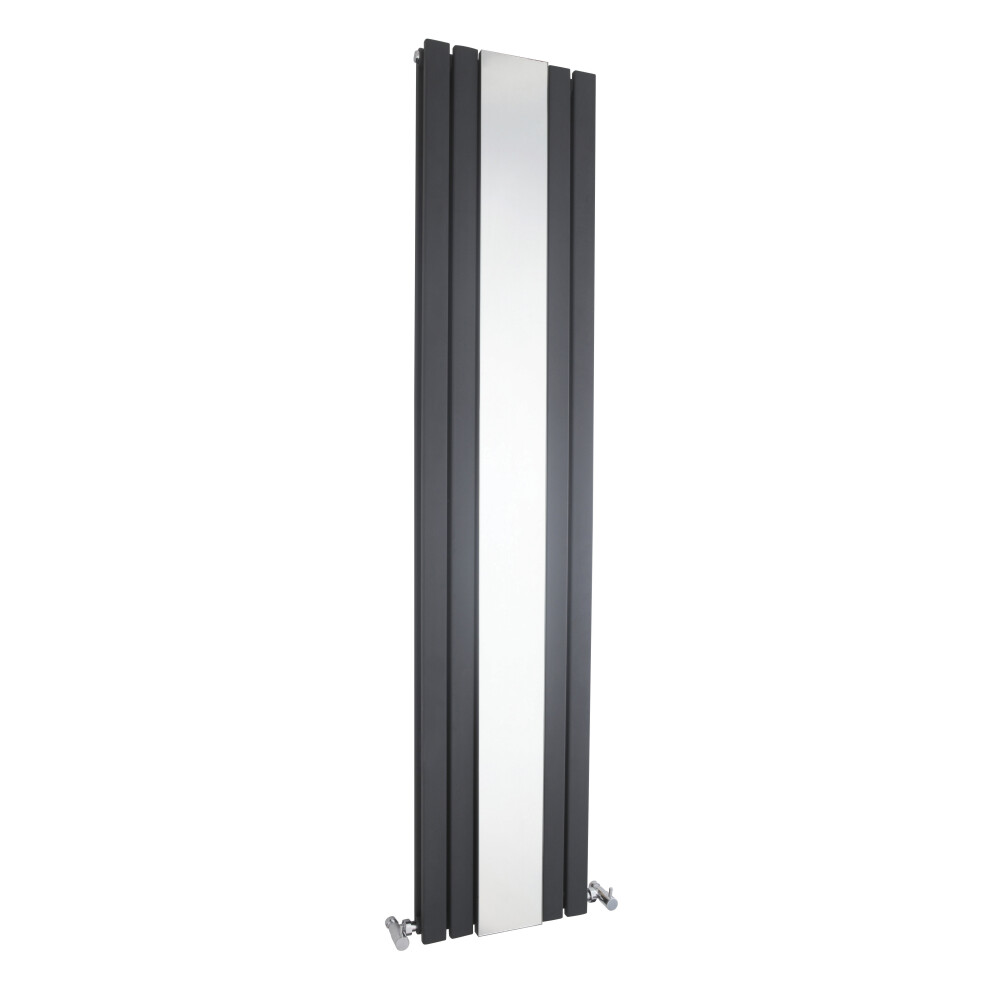 Balterley Square Vertical Double Panel Radiator With Mirror - 1800Mm X 354Mm - 3344 Btu - Anthracite