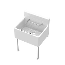 Single Bowl Fireclay Cleaner Sink with Grill & Legs, 515mm x 382mm x 393mm - White/Chrome - Balterley