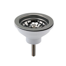 Fireclay Kitchen Sink Basket Strainer Waste - 90mm - Brushed Pewter