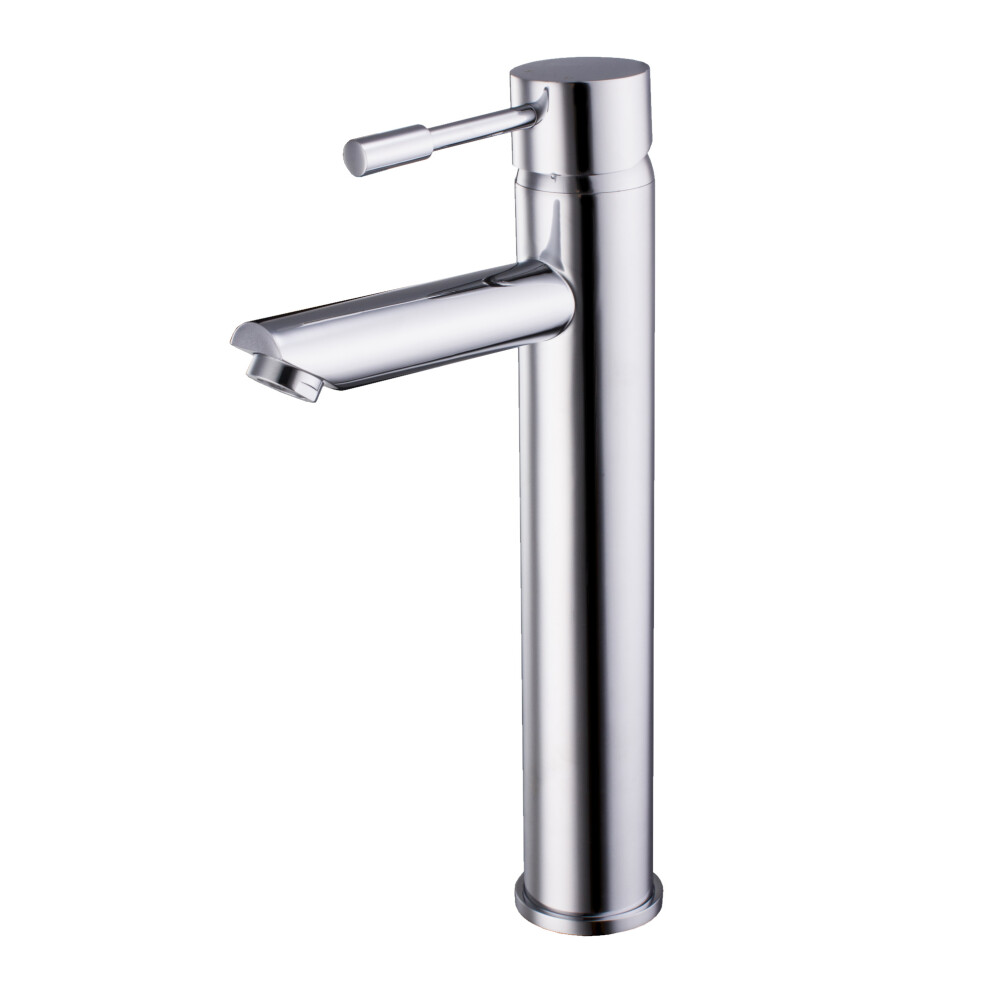 Round Tall Lever Mono Basin Mixer Tap - Chrome