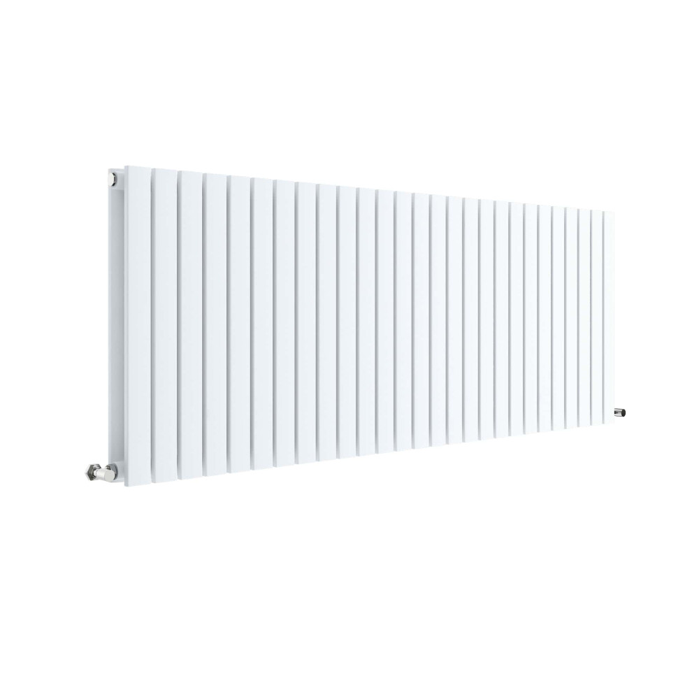 Square Horizontal Double Panel Radiator - 600mm x 1572mm - 5589 BTU - Satin White