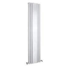 Square Vertical Double Panel Radiator with Mirror - 1800mm x 354mm - 3344 BTU - Satin White