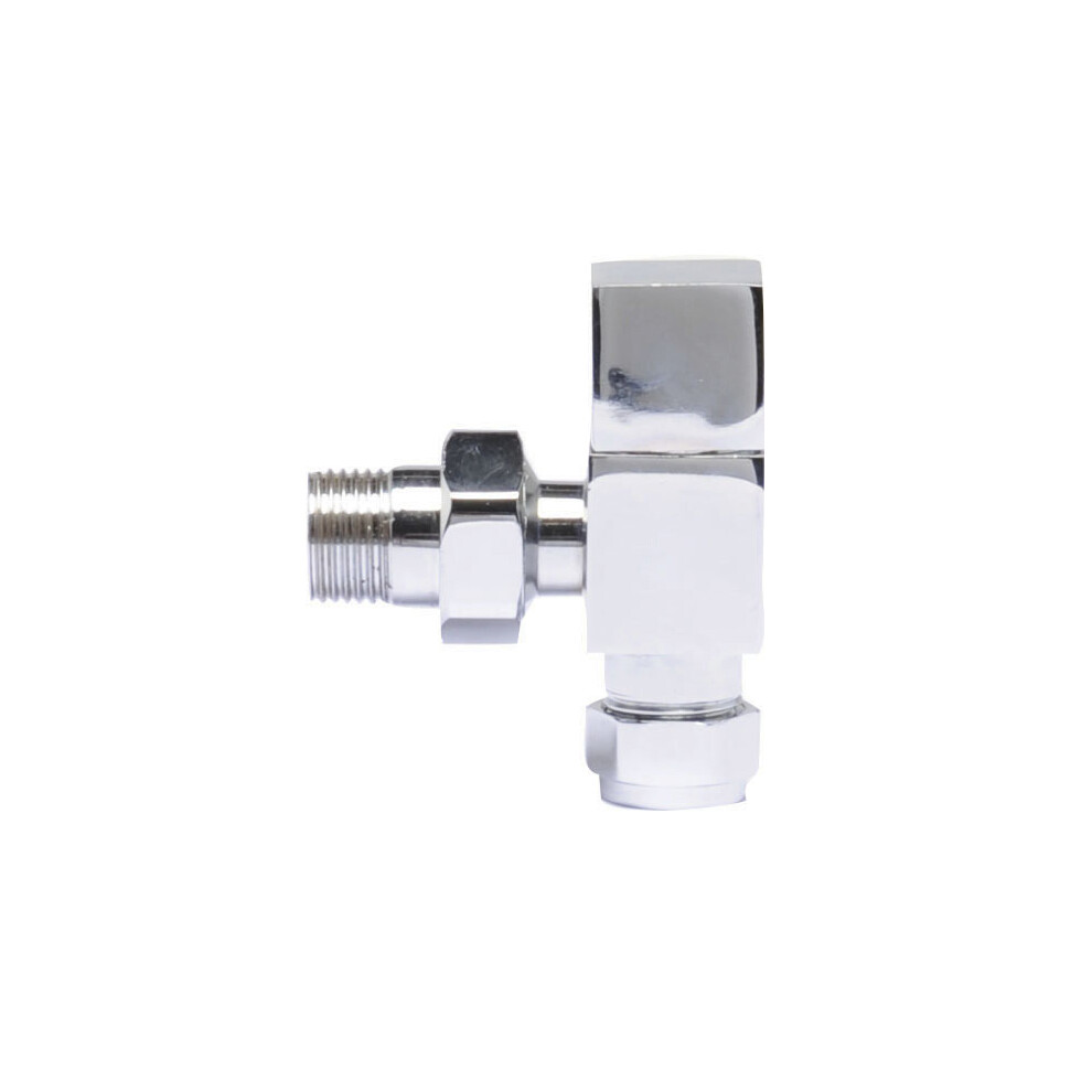 Angled Square Radiator Valves, Sold in Pairs - Chrome