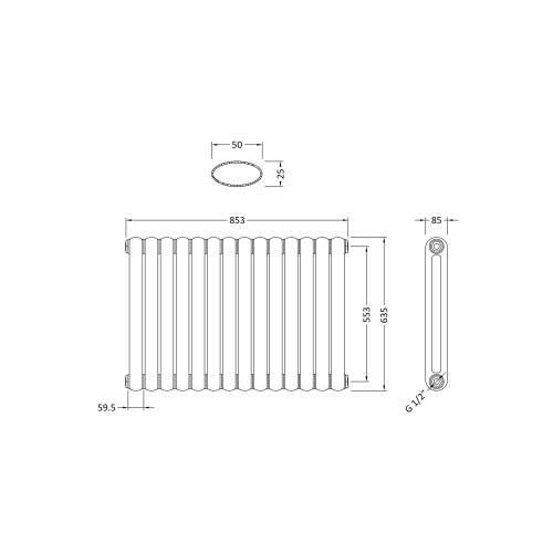 Balterley Horizontal Double Panel Radiator - 635mm x 863mm - 3129 BTU - Anthracite 1