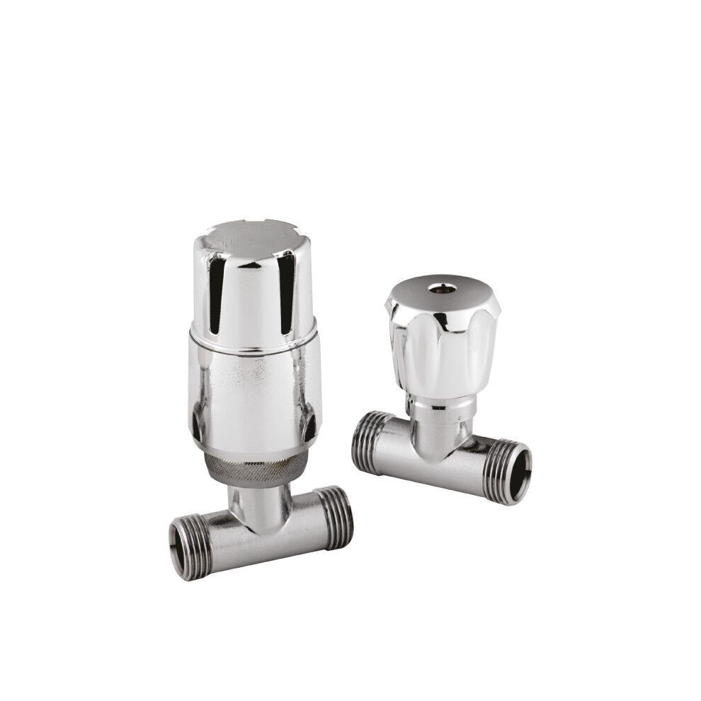 Straight Thermostatic Radiator Valves, Sold in Pairs - Chrome