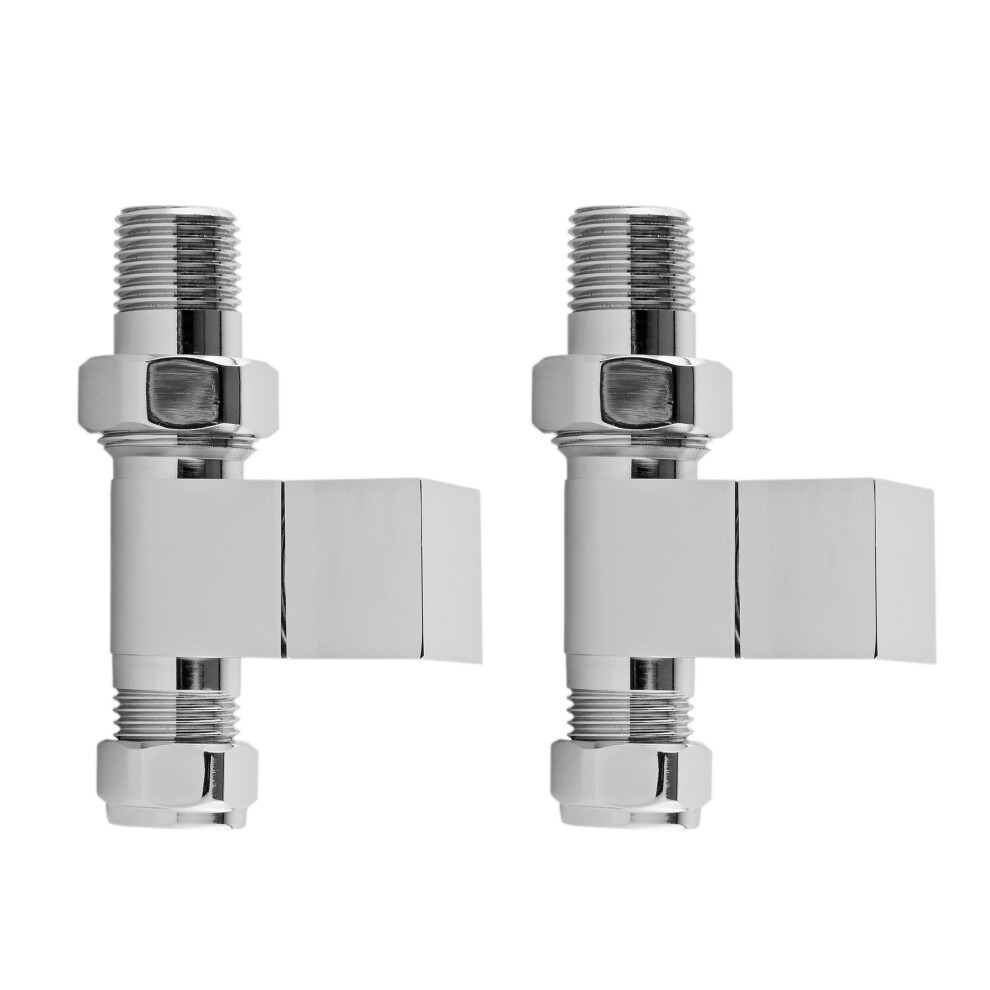 Straight Square Radiator Valves, Sold in Pairs - Chrome