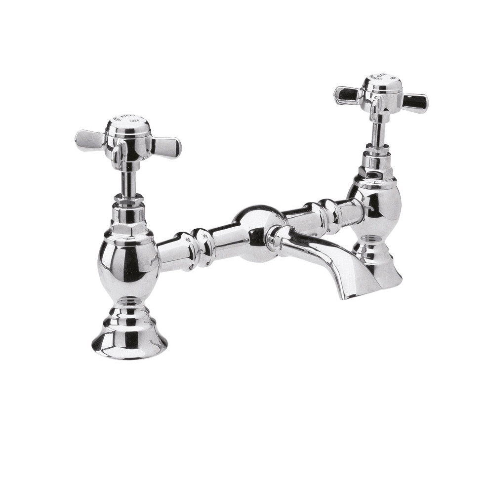 Traditional Crosshead Bridge 2 Tap Hole Mixer - Chrome