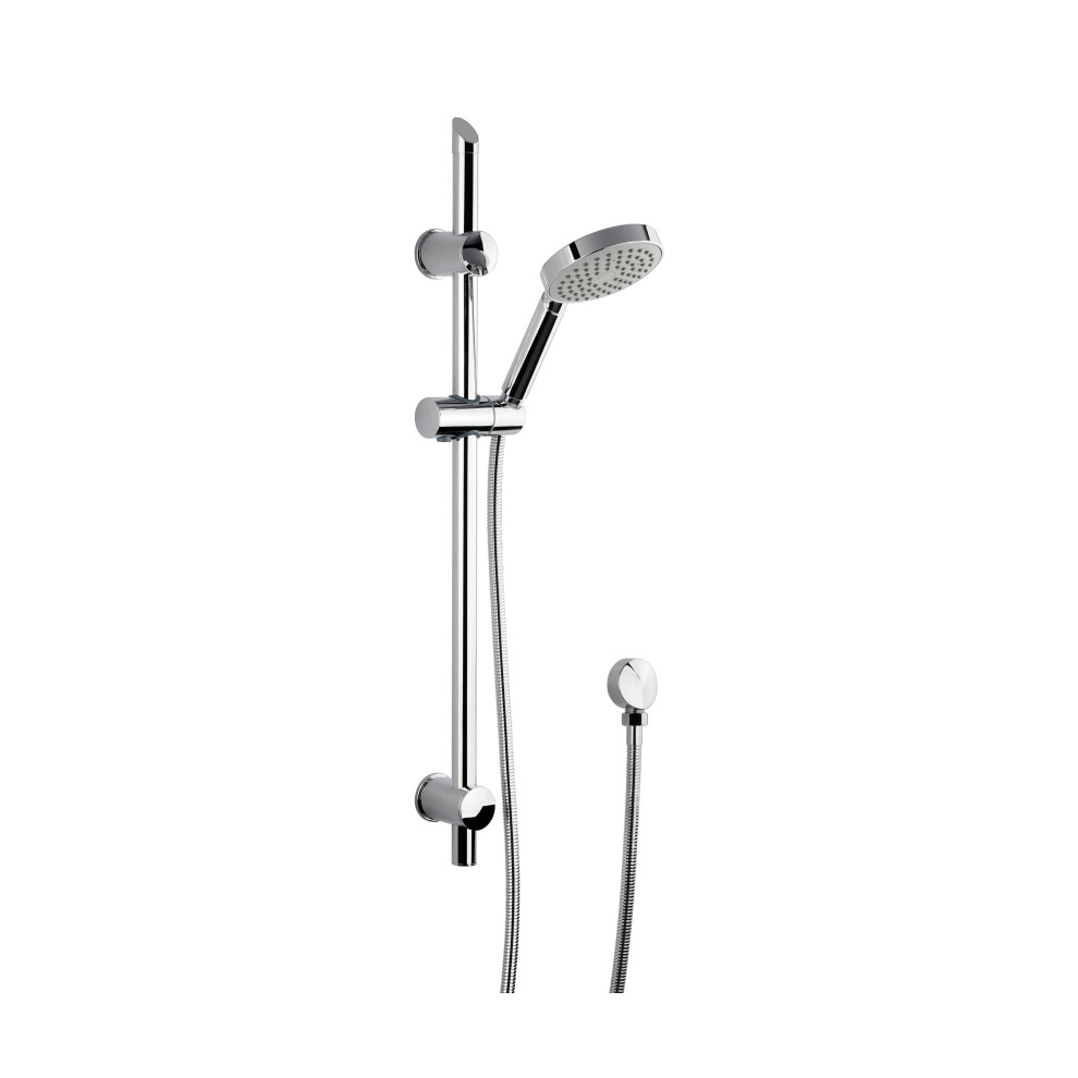 Round Slide Rail Shower Kit With Single Function Head & Outlet Elbow - Chrome