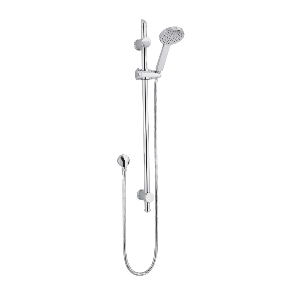 Round Slide Rail Shower Kit with Water Saving Head & Outlet Elbow - Chrome