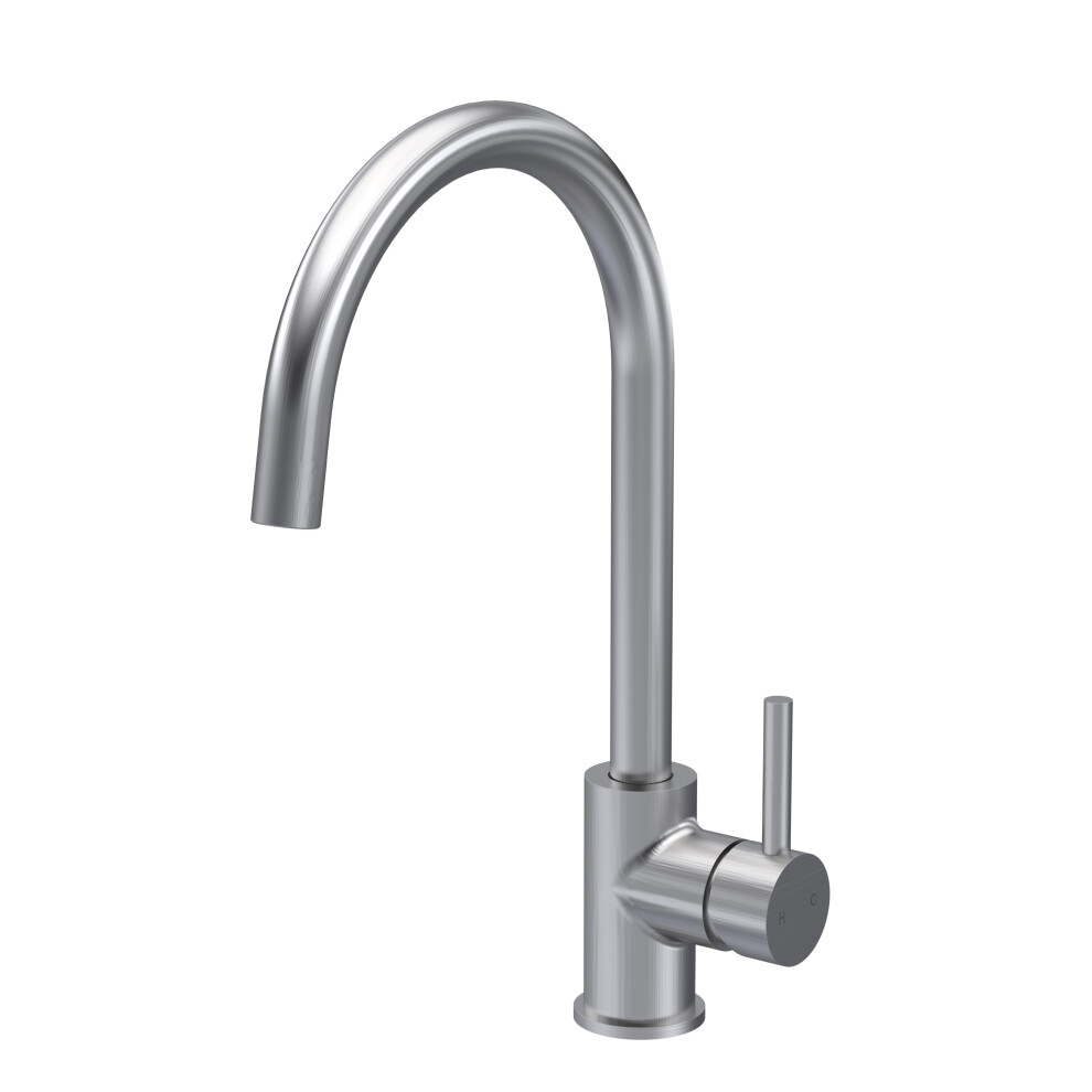 Minimalist Kitchen Mono Mixer Tap with 1 Lever Handle, 436mm - Brushed Nickel