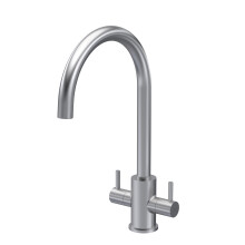 Minimalist Kitchen Mono Mixer Tap with 2 Lever Handles, 436mm - Brushed Nickel