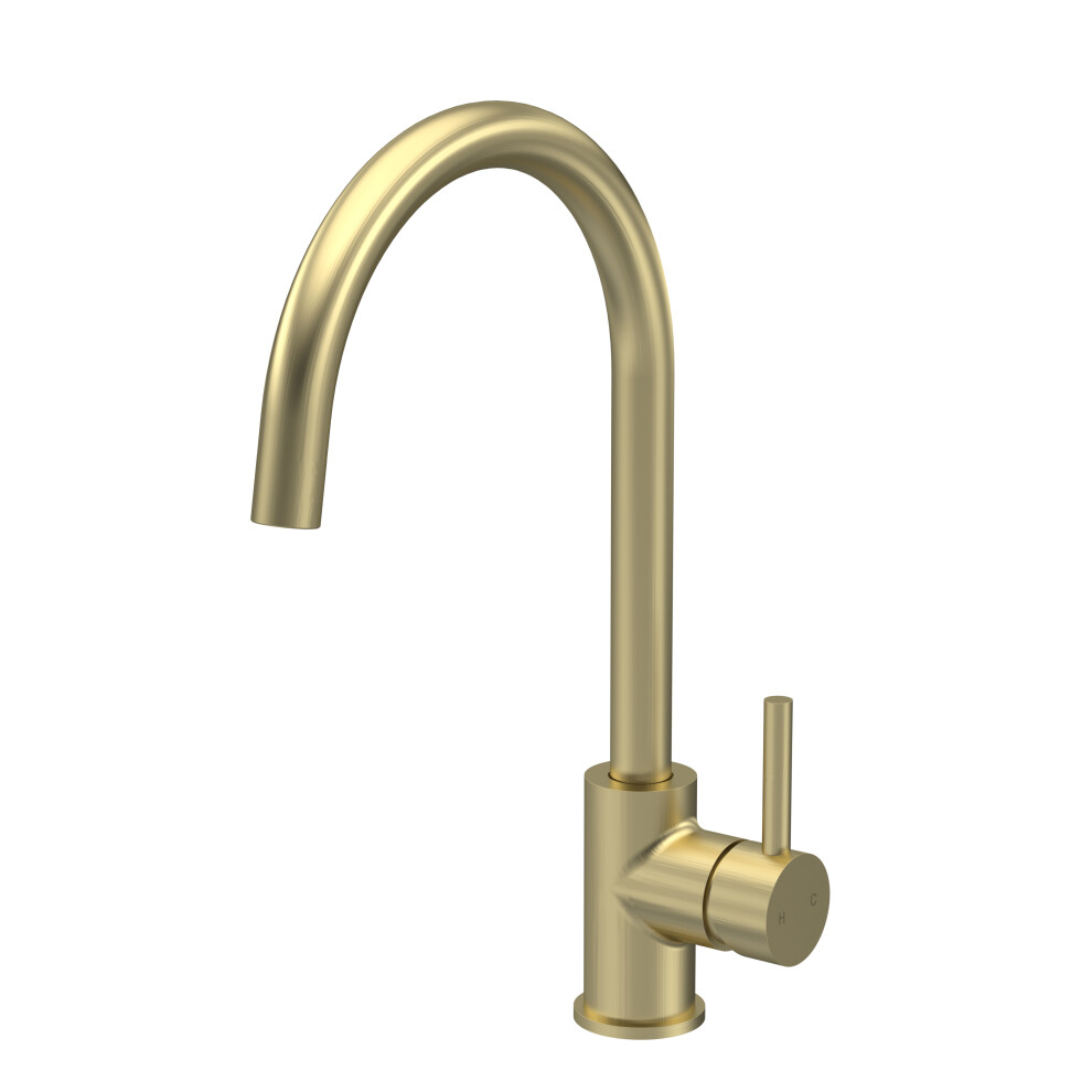 Kitchen Mono Mixer Tap with 1 Lever Handle, 436mm - Brushed Brass