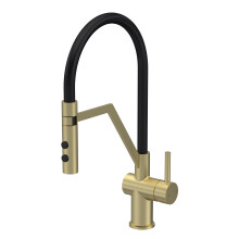 Kitchen Mono Mixer Tap with 1 Lever Handle, 436mm - Brushed Brass