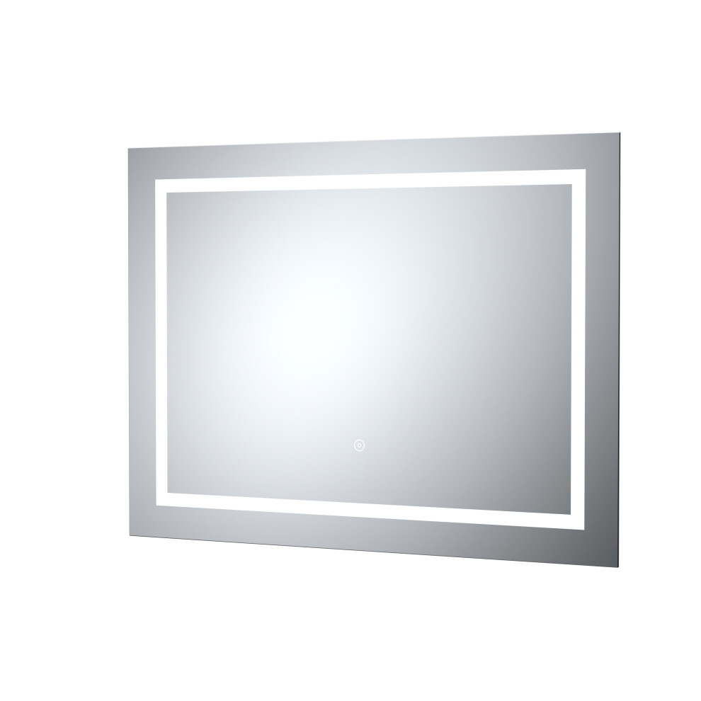 Rectangular Landscape LED Illuminated Touch Sensor Mirror with Demister, 800mm x 500mm - Chrome