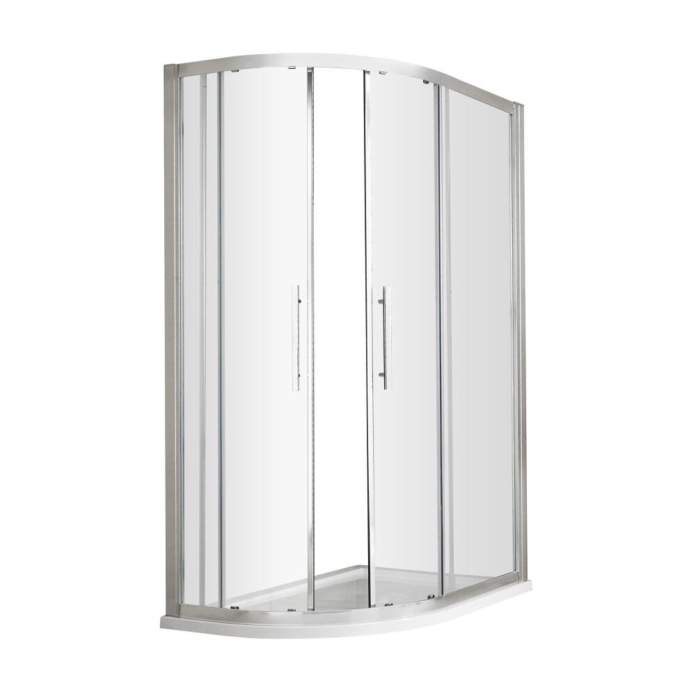 8mm Toughened Safety Glass Offset Shower Quadrant, Chrome - 1000 x 800mm
